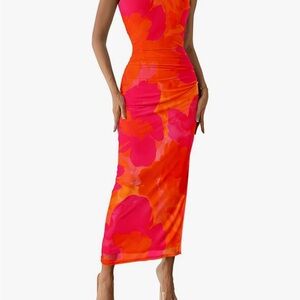 Floral Pink and Orange Women's Dress